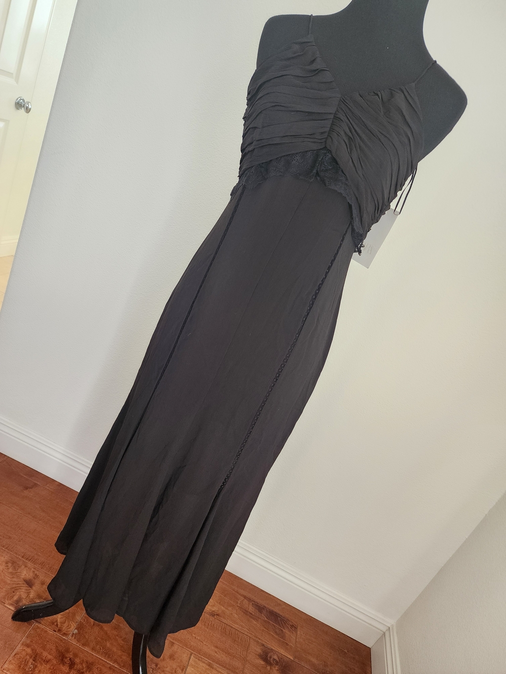 Zara Black Backless Lace-Trim Slip Dress